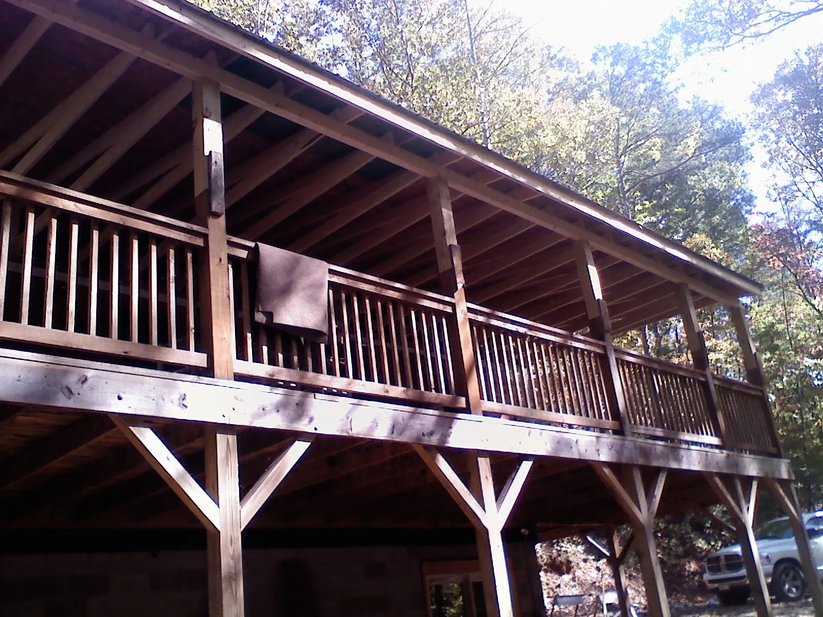 Timber framing under a new elevated porch and deck — Roof Leak Repair in Jarrettsville by Roofing Brothers
